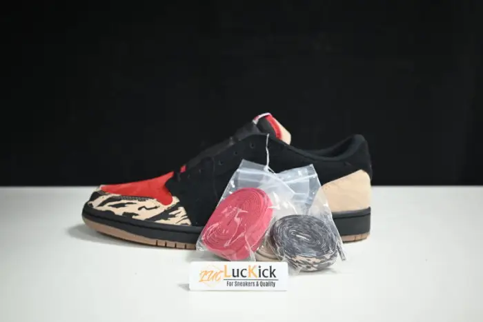 Air Jordan 1 Low x SoleFly 'Black and Sport Red 