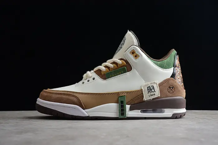 Air Jordan 3 Retro SE White Dark Brown Green Shoes 