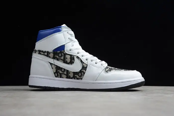 New Arrive Air Jordan 1 High  White Blue Black 