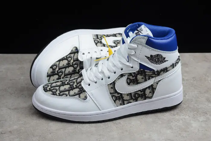 New Arrive Air Jordan 1 High  White Blue Black 