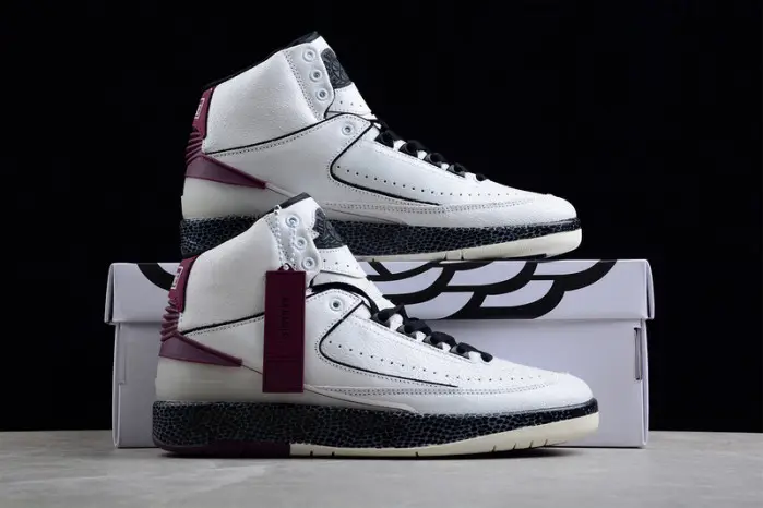 OW x Nike Air Jordan 2 Mid SP Grey Burgundy 
