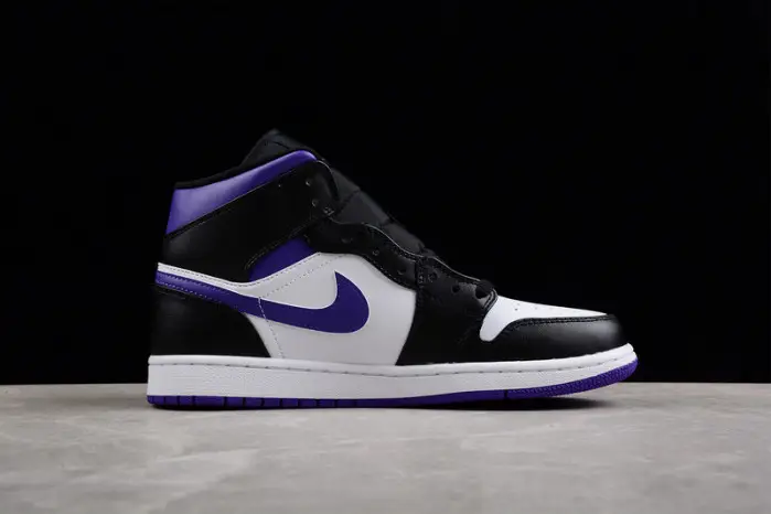 Jordan 1 Mid White Black Purple 