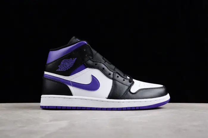 Jordan 1 Mid White Black Purple 
