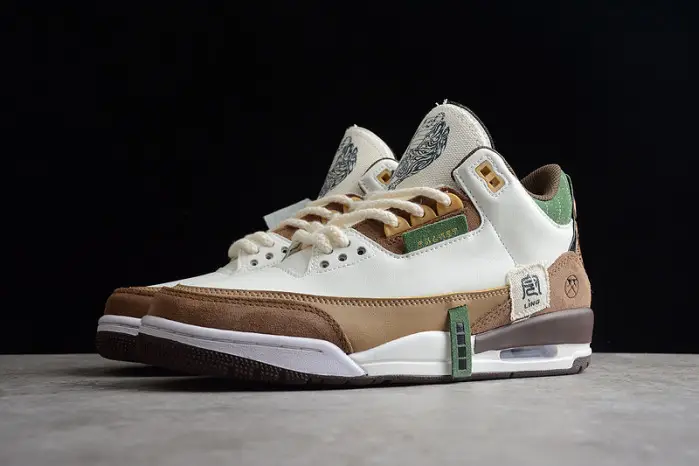 Air Jordan 3 Retro SE White Dark Brown Green Shoes 