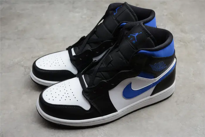 Jordan 1 Mid White Black Royal 