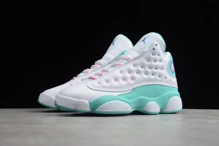 Jordan 13 Retro White Soar Green Pink (GS) 