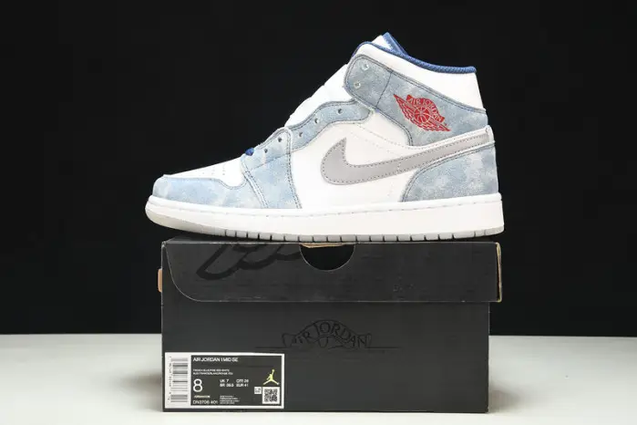JORDAN 1 MID FRENCH BLUE FIRE RED 